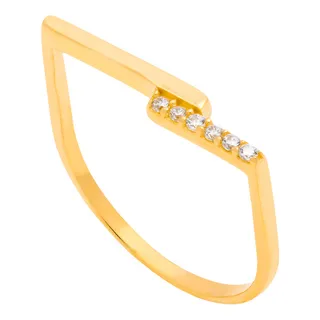 انگشتر طلا 18 عیار زنانه وی گالری مدل خط موازی و ن...