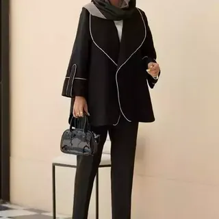 مانتو کتی جلو باز زنانه و دخترانه نواردوزی شده قد 85