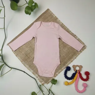 بادی نوزادی دخترانه آستین بلند برند Lily and Dan طرح جلو بسته صورتی کمرنگ رنگ – 2-6 ماه