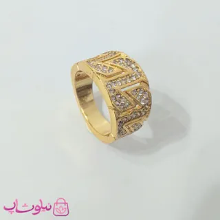 انگشتر زنانه مجلسی طلایی طرح نگین سفید کد 80