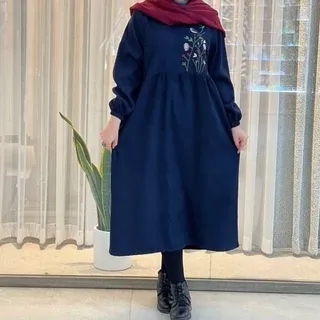 مانتو پیراهنی شانتون گلدوزی شده گنجشک 
