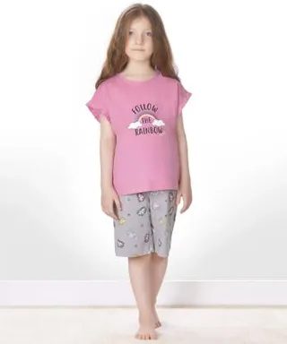 ست تیشرت و شلوارک نخی دخترانه ناربن مدل 1684