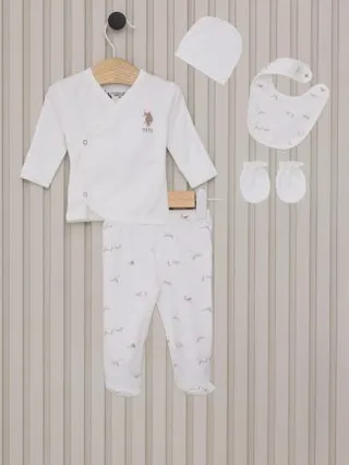 ست لباس نوزاد پسر کرم یو اس پولو