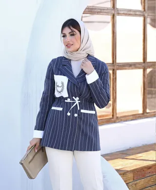 مانتو دیپلمات جیب گلدوزی مزون دوزی کد ۳۲۹۰