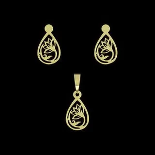 نیم ست طلا 18 عیار زنانه مدوپد مدل اشک و گل کد NA10566