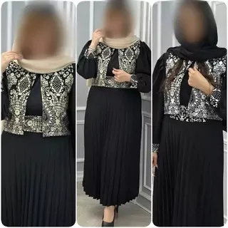 ست عیدااااانه مدل ملکا جنس ژیله تافته پیراهن کرپ اندونزی فری38تا46