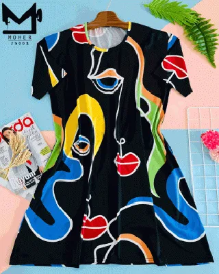 تونیک راحتی سایز بزرگ طرح چهره