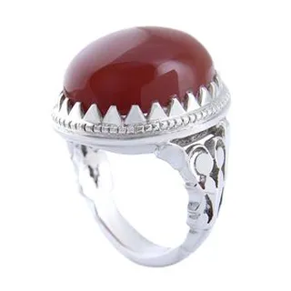 انگشتر نقره مردانه بازرگانی میلادی مدل رکاب دستساز عقیق سرخ یمنی تراش دامله کد AM_4653