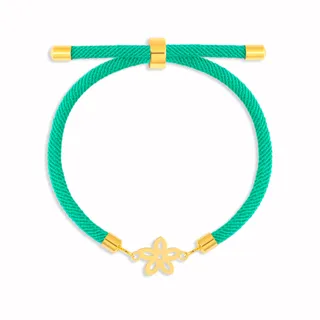 دستبند طلا بافت سبز گل پنج پر