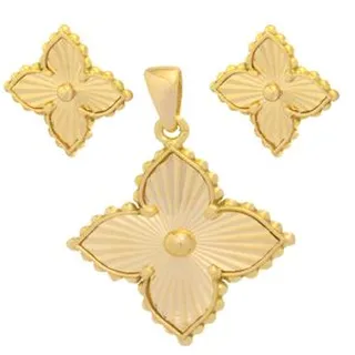 نیم ست طلا 18 عیار زنانه طلای مستجابی مدل گل ونکلیف T2314 کد 541236