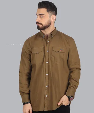 پیراهن مردانه کتان و دو جیب پاییزه 0584