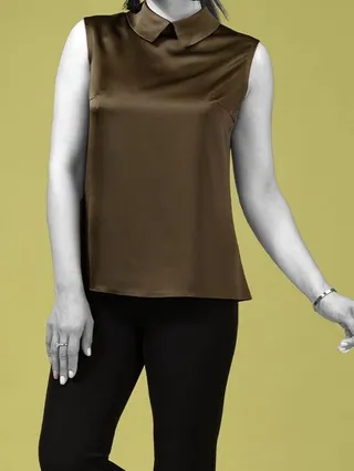 تاپ زنانه مجلسی ساتن کلاسیک نغمه یشمی