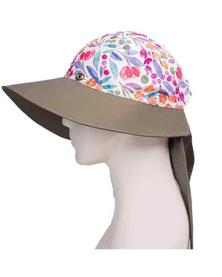 کلاه زنانه دورو شش پرنقاب بلند شیری سدری �تارتن Tartan طرح گل دار آبرنگی کد 4142310135