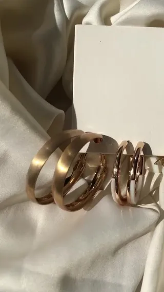 پک گوشواره چهارعددی استیل طلایی Hulupuart طرح gold rings برند iam