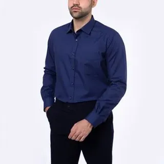 پیراهن آستین بلند یقه برگردان مردانه دیجی استایل اسنشیال مدل 01 رنگ سرمه ای