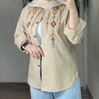  شومیز مانتویی گلدوزی داکرون