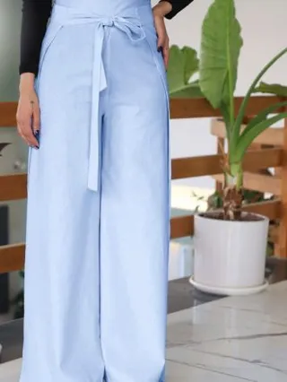شلوار سوپر بگ  لینن شانتون وارداتی زنانه و دخترانه مزونی فری سایز 36تا 50