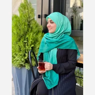  روسری نخی طرح طیفی پله ای رنگ سبز (کد07)