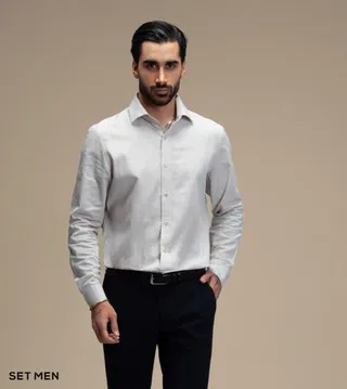 پیراهن مردانه لینن آستین بلند