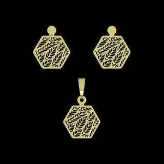 نیم ست طلا 18 عیار زنانه مدوپد مدل شش ضلعی کد NA11421