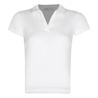 بلوز آستین کوتاه یقه برگردان زنانه آر اِن اِس مدل 110223850104 رنگ سفید