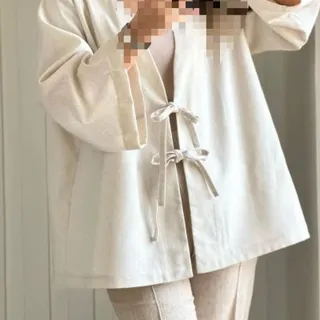 کت تک تیام  جلو بند دار لینن زنانه کد 82542