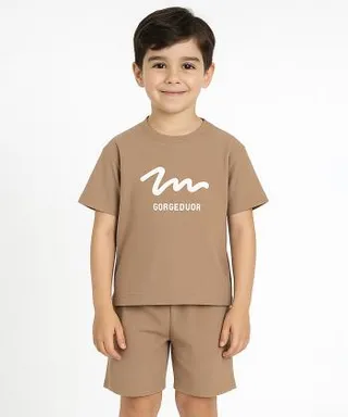 ست تیشرت و شلوارک نخی راحتی پسرانه نونا مدل 11853