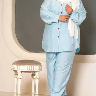 ست 30043 زنانه تونیک و شلوار کرسپو مانتو و شلوار سایز بزرگ 
