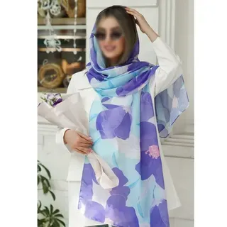 شال جدید رنگ سال 1401 نخی مزونی بنفش آبی کد ana1430 با  ارسال رایگان 