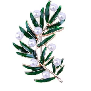 گل سینه زنانه مدل شاخه زیتون طرح مرواریدی کد ngr404