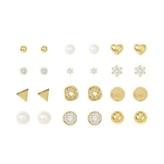 گوشواره میخی زنانه مدل نگین دار کد s150 مجموعه 12 عددی