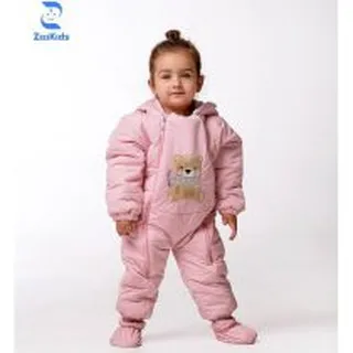 کاپشن سرهمی صورتی طرح خرس زیزی کیدس