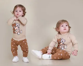 لباس نوزاد بلوز و شلوار نوزادی پنبه اعلا سایز ۱ تا ۳ طرح خرس