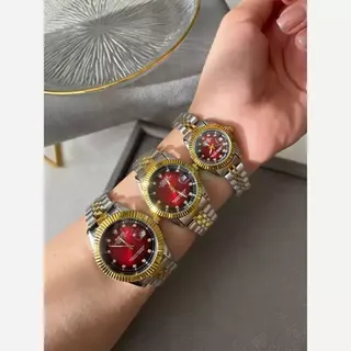 Rolex watches ساعت رولکس طلایی تقره ای صفحه قرمز