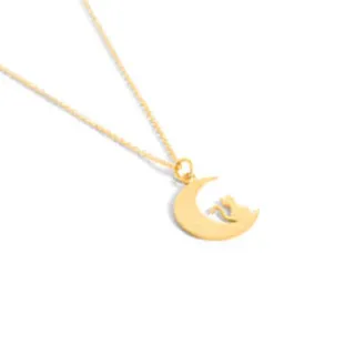 گردنبند طلا زنانه طرح ماه و گربه