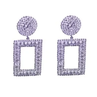 گوشواره زنانه مدل نگین دار آویزی مستطیل کد 011