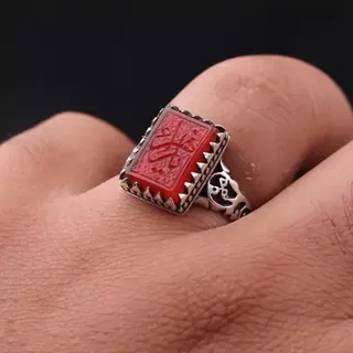 انگشتر مردانه عقیق سرخ رهبری ارسال رایگان