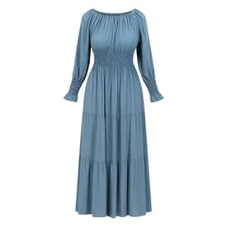 پیراهن ساحلی یقه گرد زنانه مدل سینه کش پهن رنگطوسی