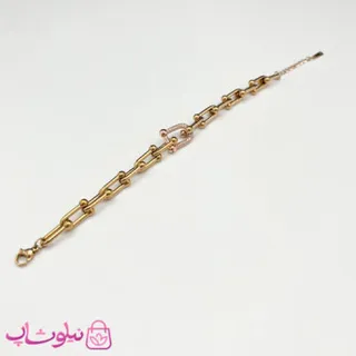 دستبند زنانه استیل طرح تیفانی نگیندار رنگ رزگلد