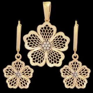 نیم ست طلا 18 عیار زنانه طلای مستجابی مدل گل M T2423 کد 256341