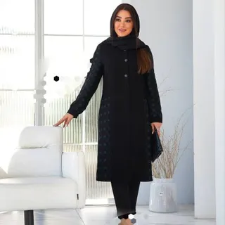 مانتو کاربردی ترکیبی ژاکارد شانتون اندونزی مجلسی زنانه کد 0216