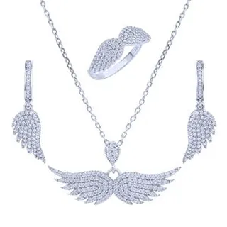 نیم ست نقره زنانه مونیزا گالری مدل بال فرشته فلامینگو کد 0487