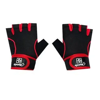 دستکش بدنسازی زنانه مدل +SPORT PLUS مچ بند دار کف ژله ای