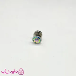 پیرسینگ گوش استیل طرح دایره هولوگرامی هفت رنگ کد 45