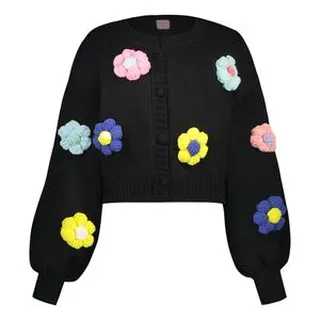 ژاکت زنانه گره استایل مدل گلدار رنگ مشکی