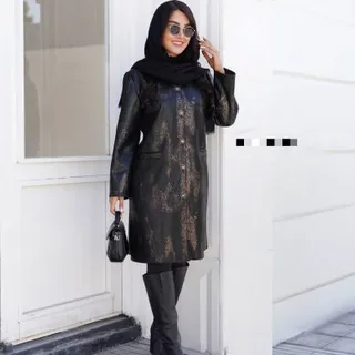مانتو پاییزه دگمه دار سوییت چرم زنانه کد 0273