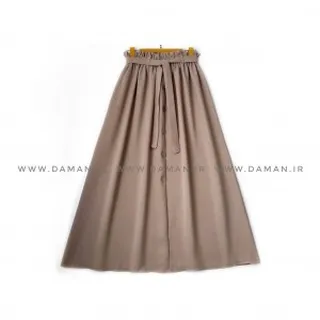 دامن جلو دکمه کرم خاکی   قد 90