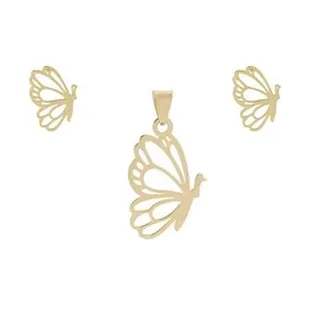 نیم ست طلا 18 عیار زنانه نیکان گلد مدل پروانه 244