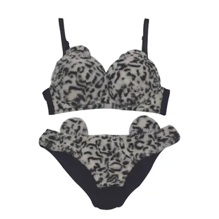 ست شورت و سوتین زنانه مدل پولیشی پلنگی فنردار