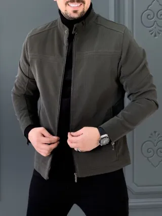 کت چرم 120502 AKOMOD سبز دودی
